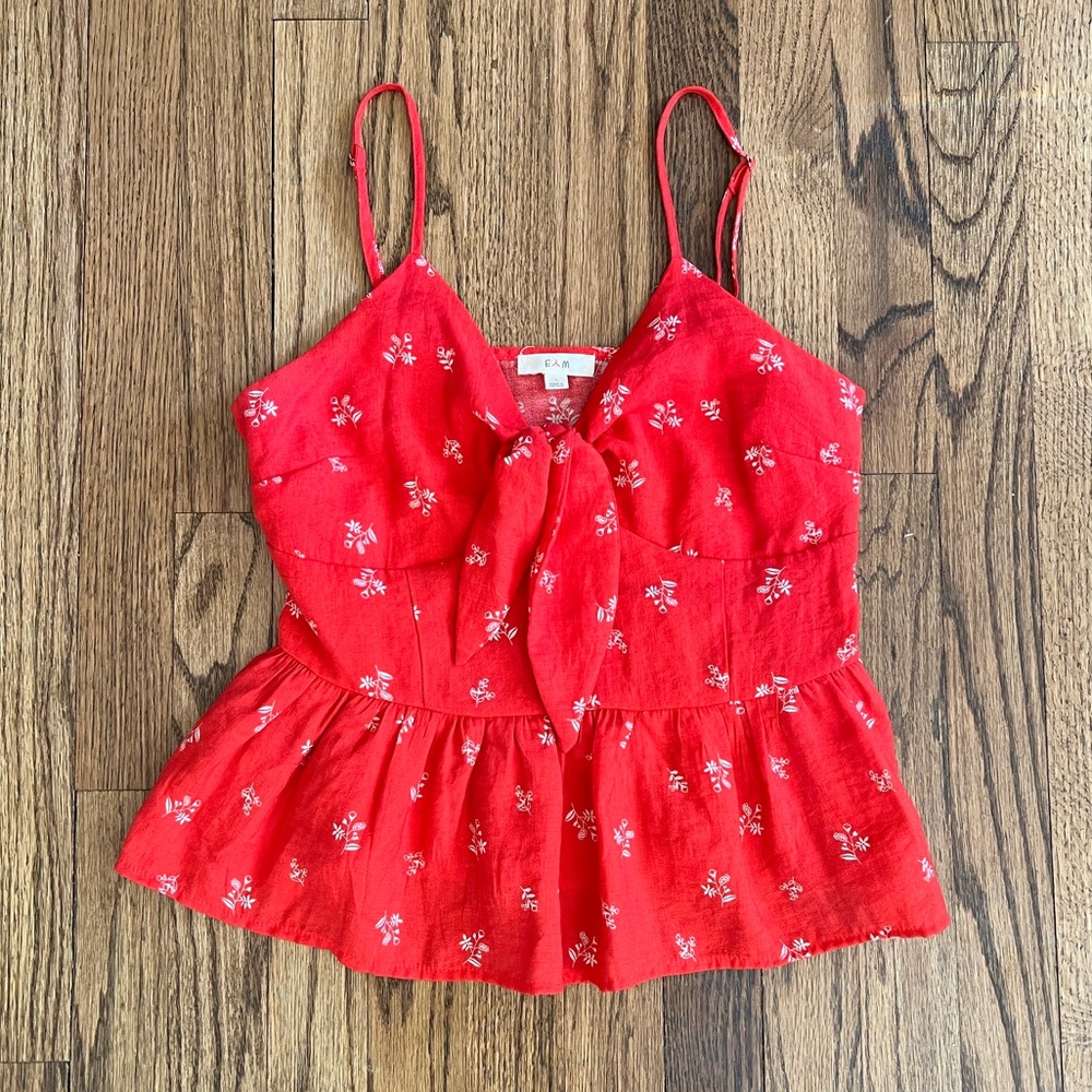 E & M Red Floral Tank Top | S